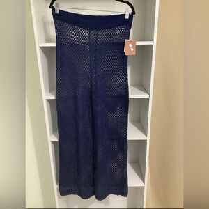 NEW Shade & Shore Women's Crochet Cover Up Pants Navy Size Large